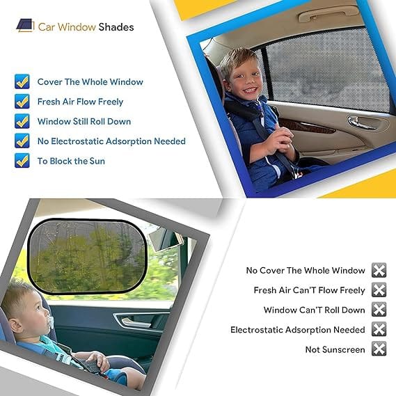 Universal Car Window Shades | Side Window Shade For Car | Breathable Mesh Car Rear Window Sunshades | Protects From Sun Glare And Uv Rays (4 Pc’s for all car windows)
