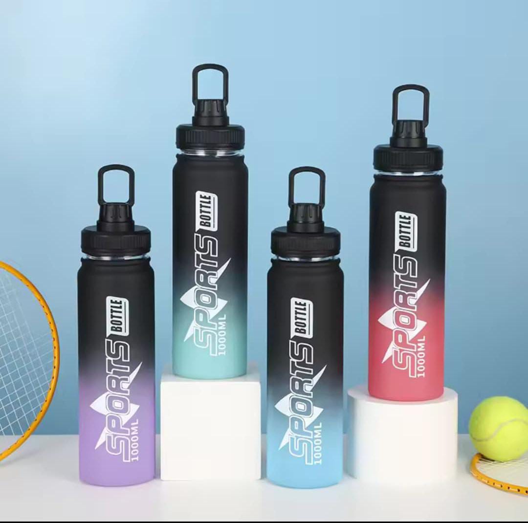 1000ml New Work Hard Play Hard Water bottle with sipper and straw options High Quality food grade material