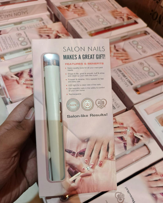 Rechargeable Salon Nails Kit Electronic Nail Filer, Buffer, Shiner, Cuticles and Nail Polish Remover, and Full Manicure and Pedicure Kit Machine
